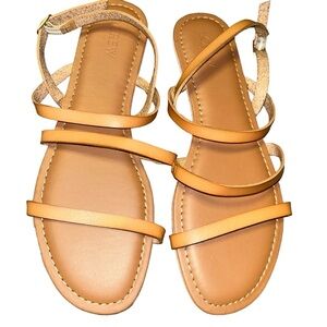 J.crew tan Ankle-strap flat sandals size 9 style AW598